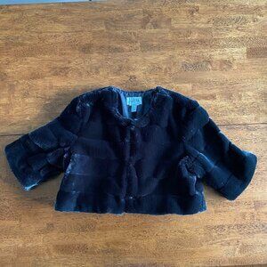 Joseph Ribkoff Faux Fur Shrug Jacket Black Sz 14​​​​​​​​​